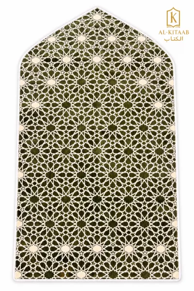 Tapis de prière Médine rosette olive et ivoire