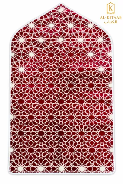 Tapis de prière Médine rosette rouge et ivoire