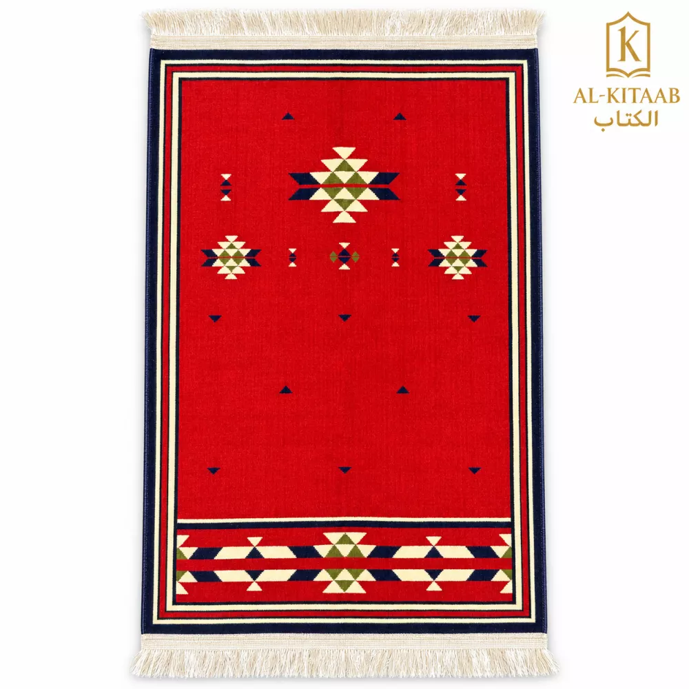 Tapis de prière Médine rouge géométrique – Mada